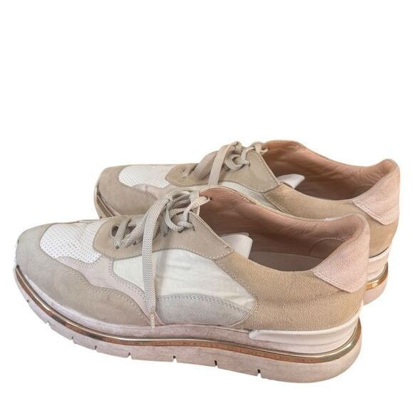 RON WHITE Ava Colorblock Suede Sneakers In Oyster 40 - Picture 4 of 9